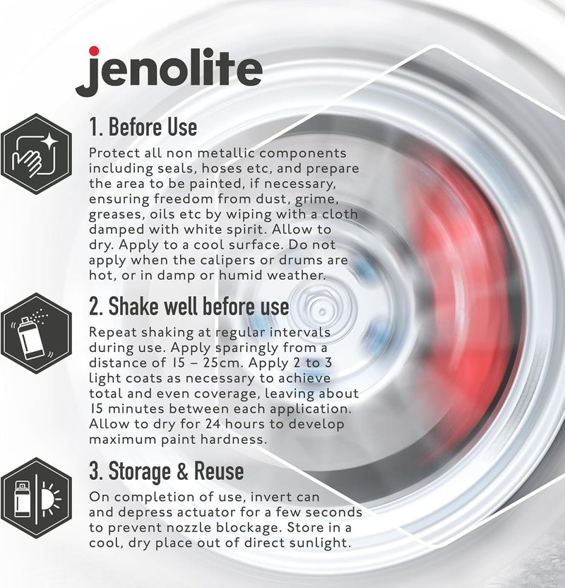 JENOLITE طلاء كاليبر الفرامل | أسود | استعادة وتحويل كاليبرات فرامل السيارة | RAL 9005 | 400 مل (13.5 أونصة سائلة) - Image 2